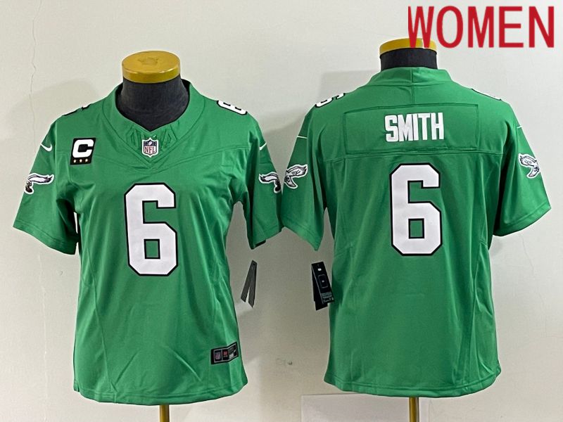 Women Philadelphia Eagles 6 Smith Green Nike Throwback Vapor Limited NFL Jerseys